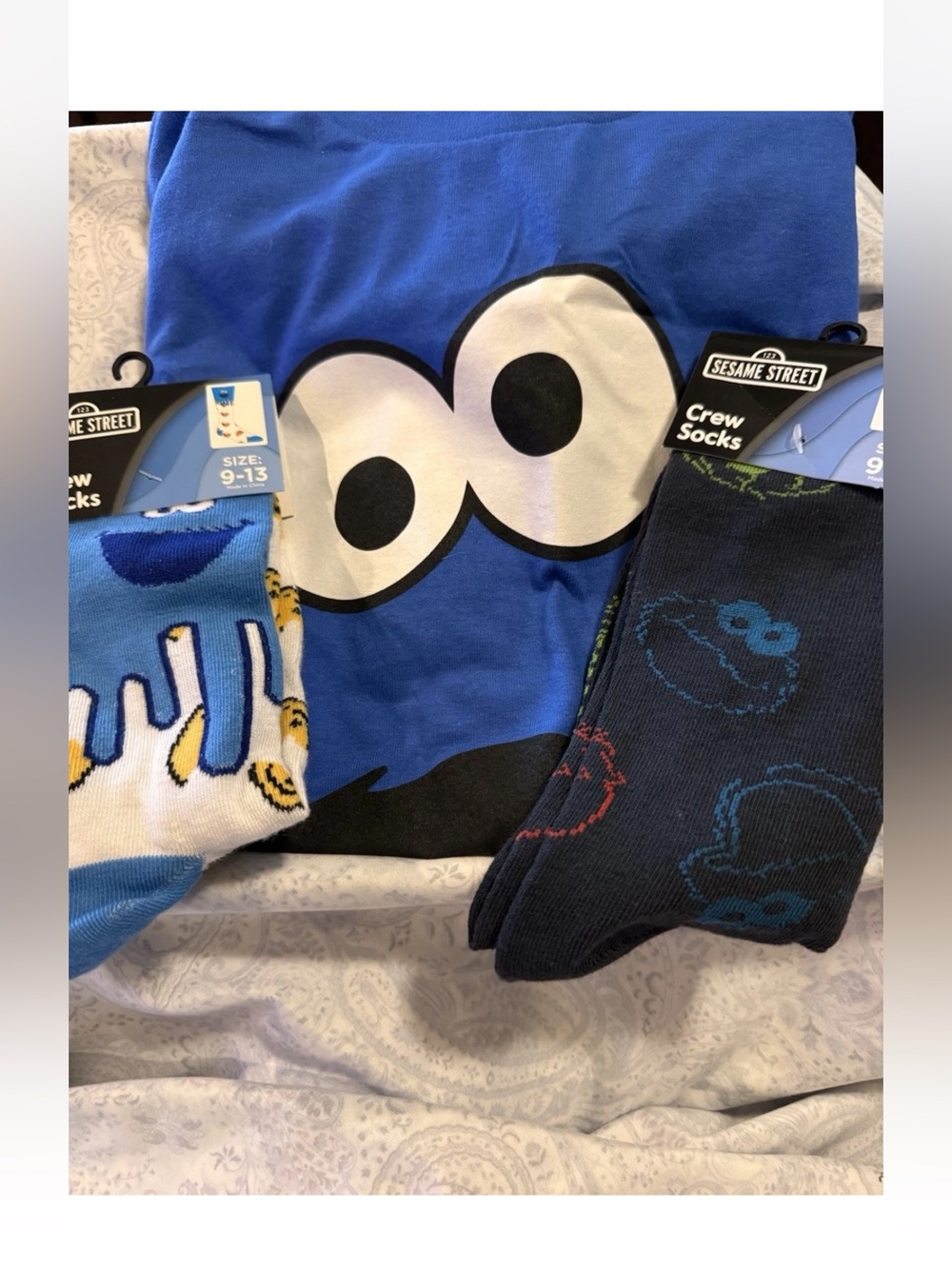 Sesame Street Cookie Monster Tee - Royal Blue & 2 pair socks